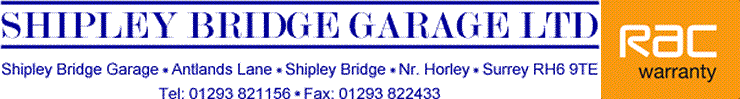 shipleybridge garage address with RAC warrranty logo